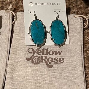 Kendra Scott Yellow Rose Vintage Silver Earrings in Turquoise